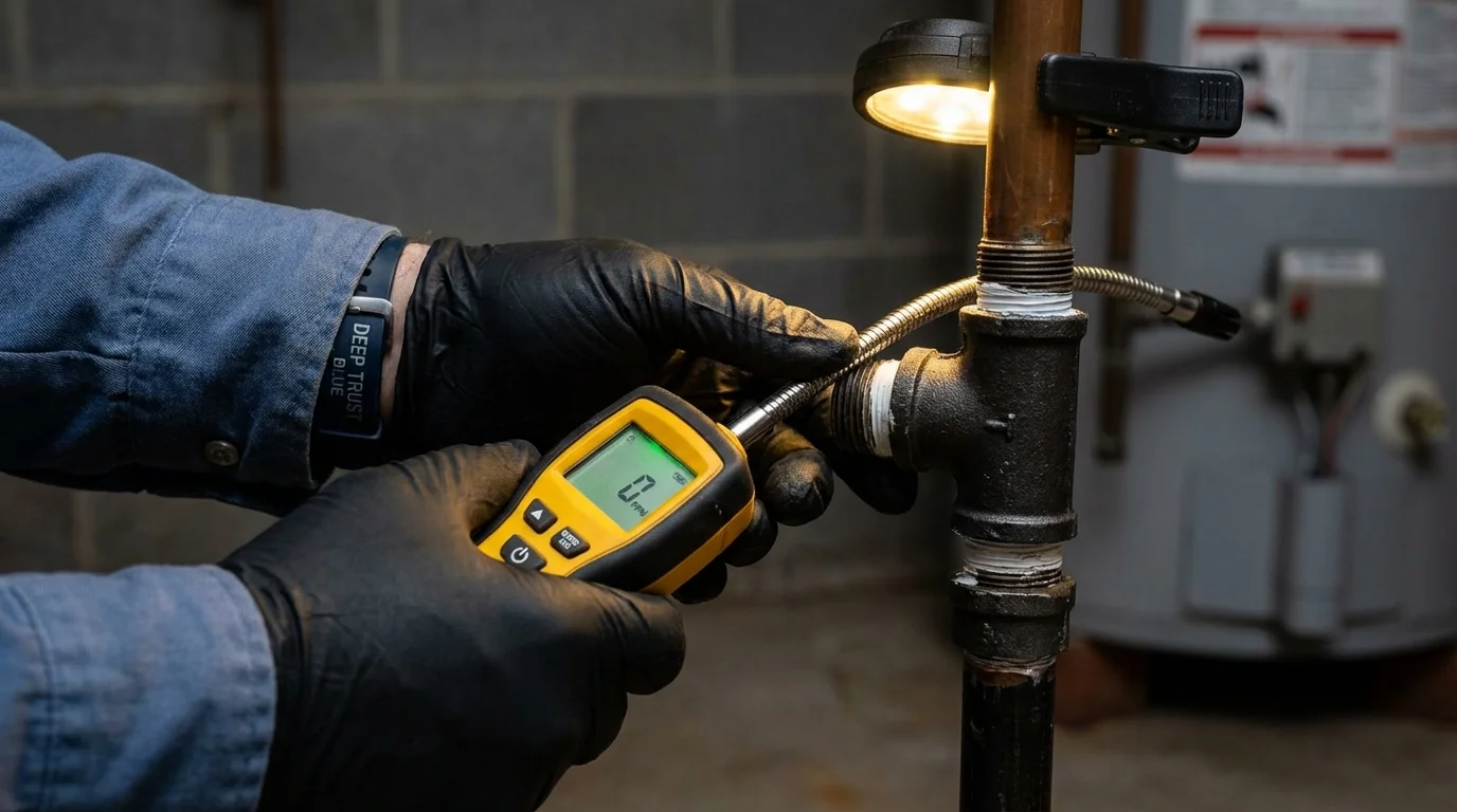 Gas leak detection with electronic sniffer by Johns Plumbing LLC in Greenback