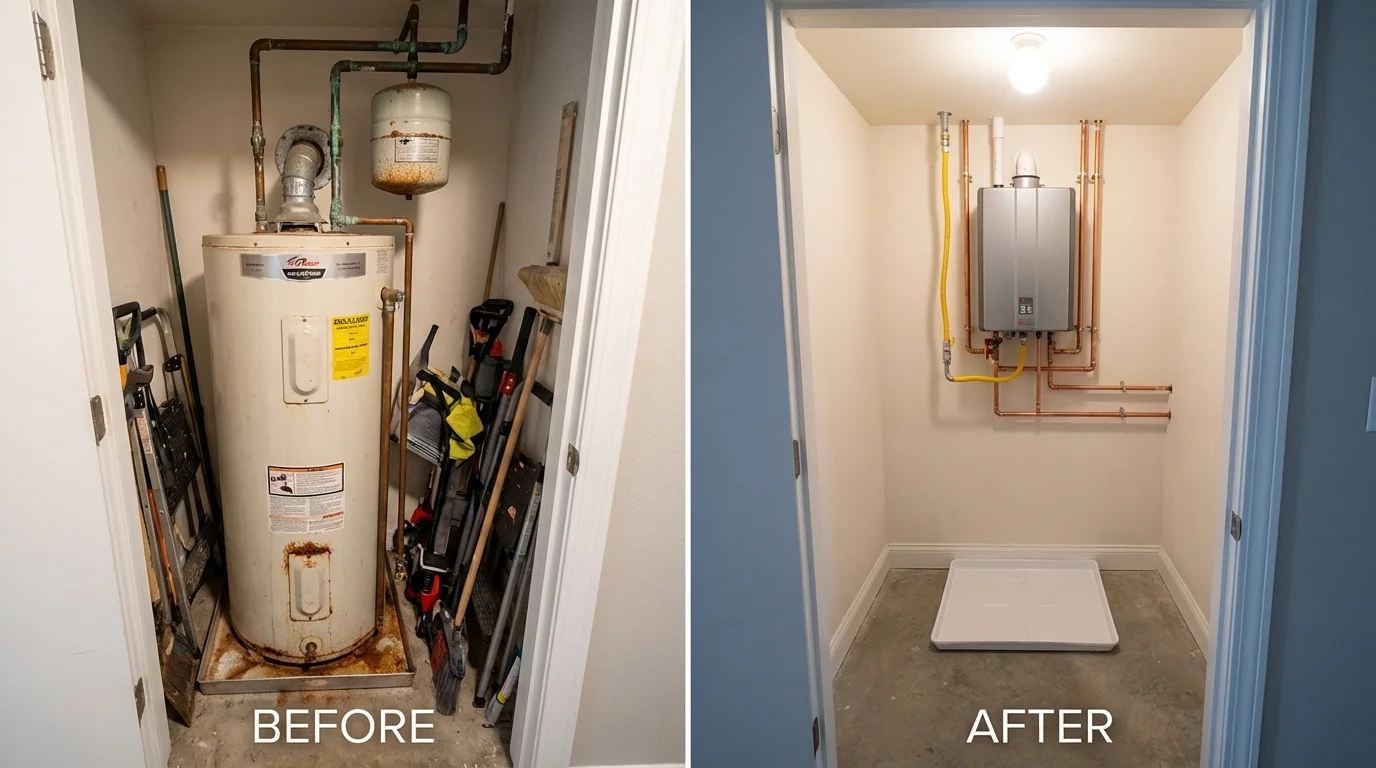 Tank water heater versus wall-mounted tankless unit comparison for Greenback, TN homeowners
